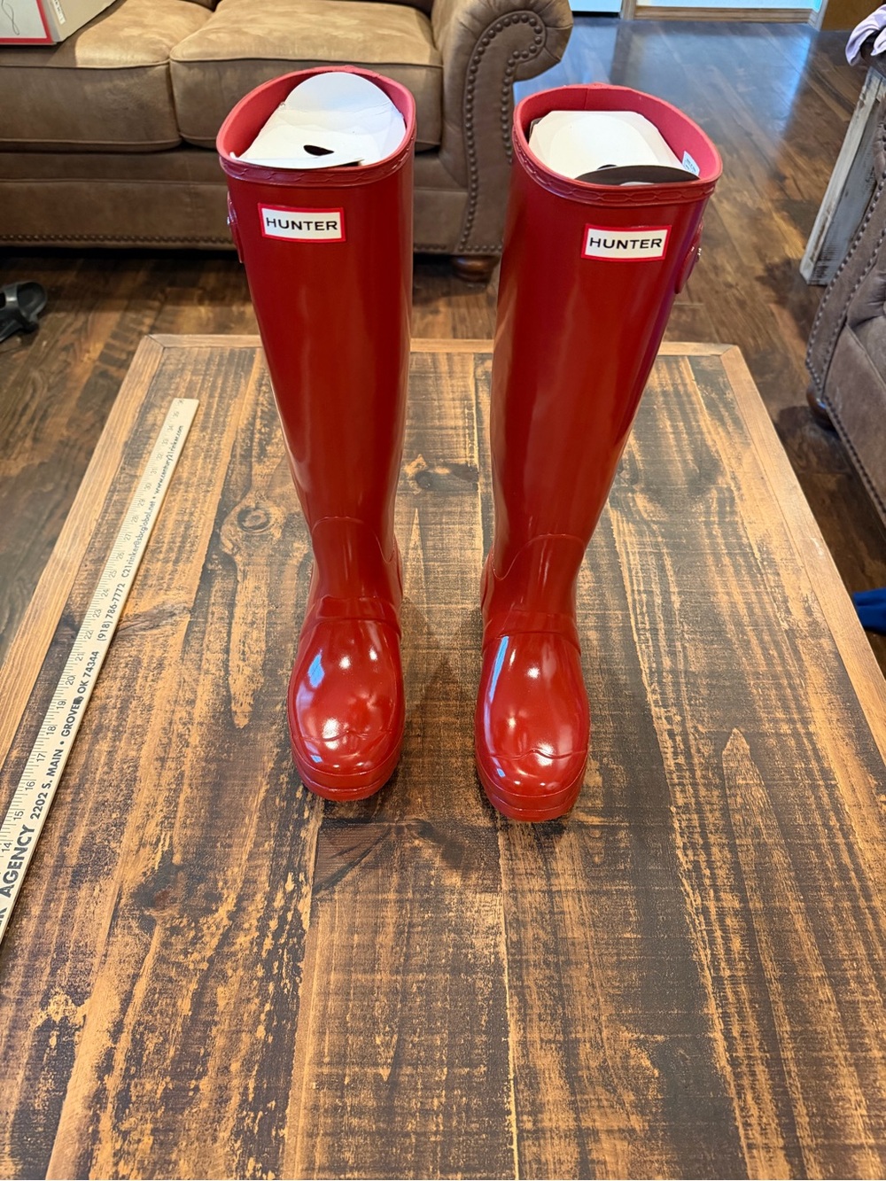 Hunter Gloss Red Tall Rain Boots - Picture 4 of 10
